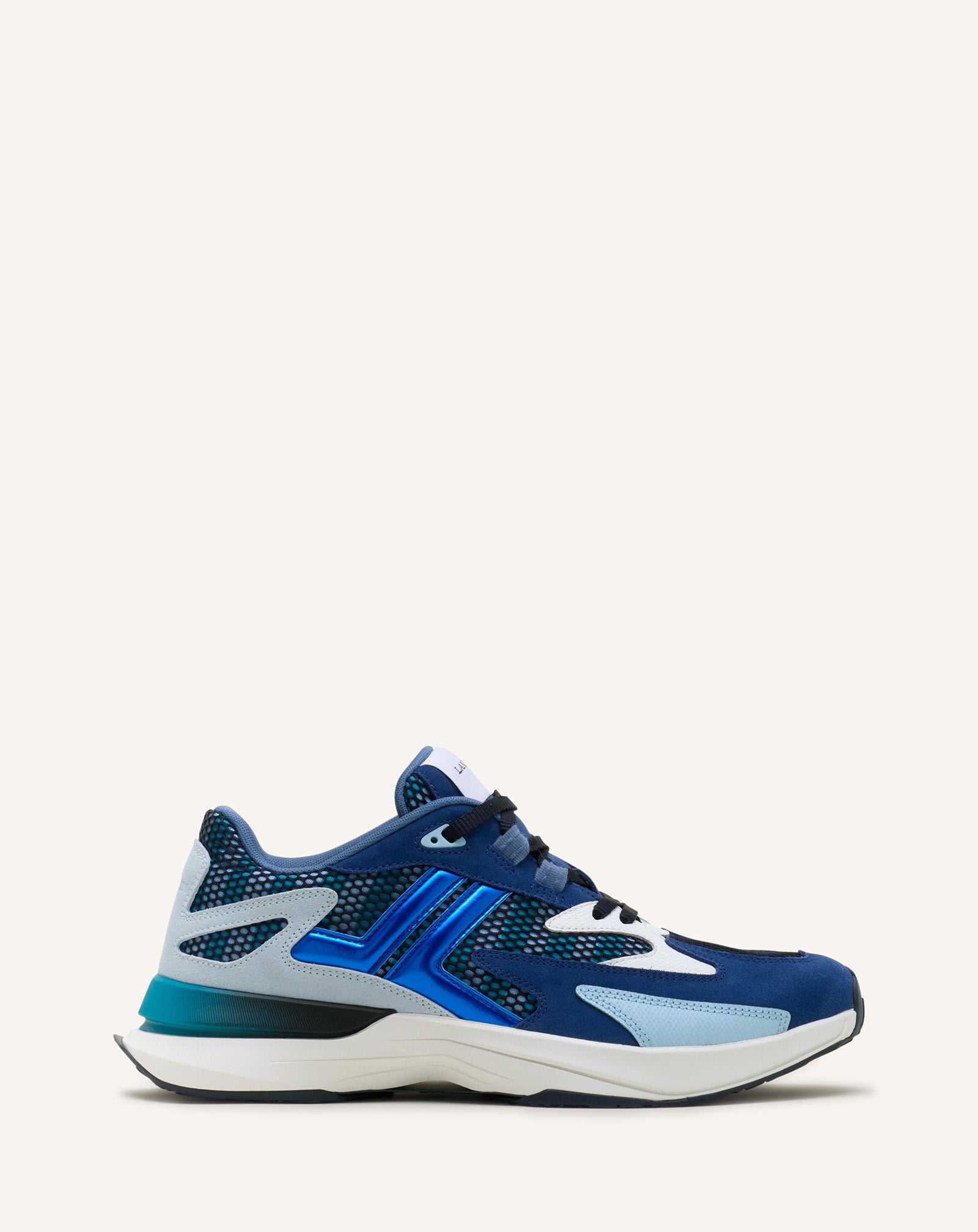 BLUE JLA SNEAKERS IN MESH AND METALLIC LEATHER