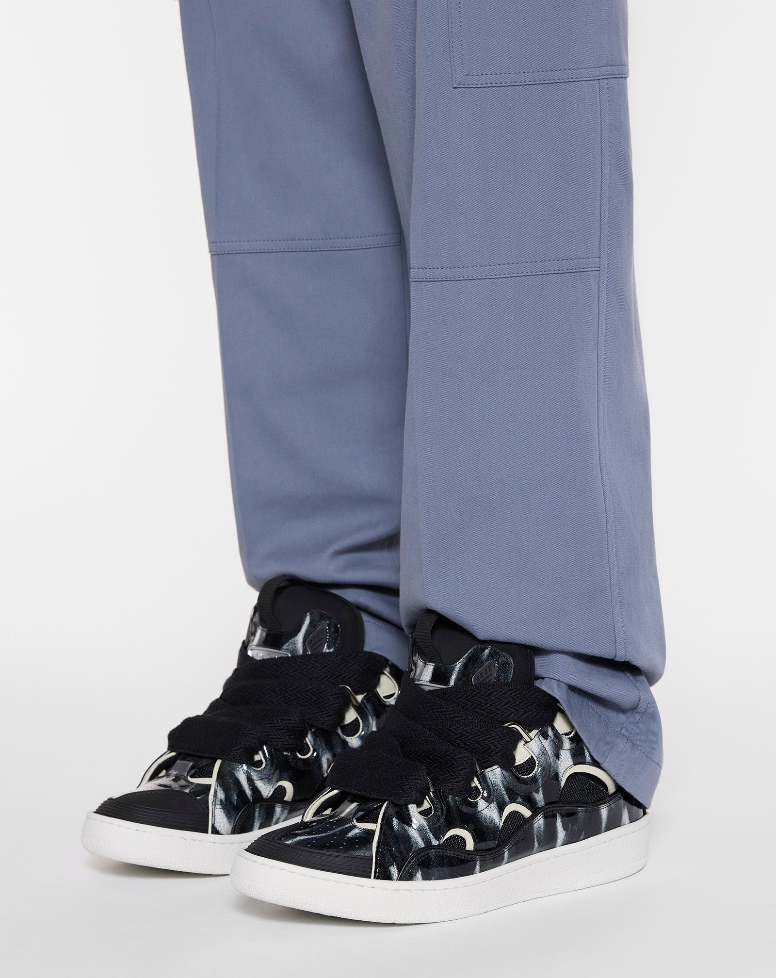 CURB LEATHER SNEAKERS WITH SPARKLES