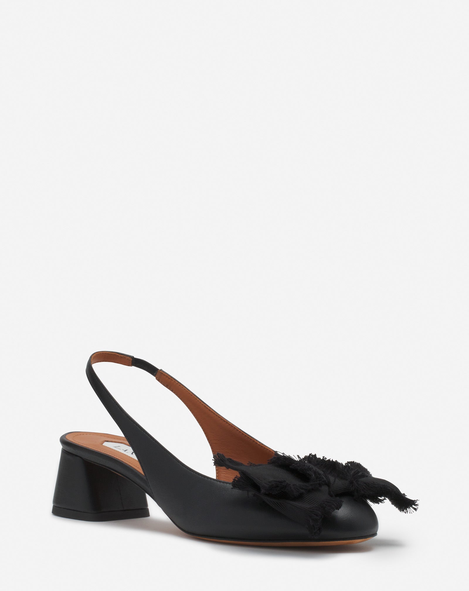 SLINGBACK À TALONS BALLERINE EN CUIR NOIR