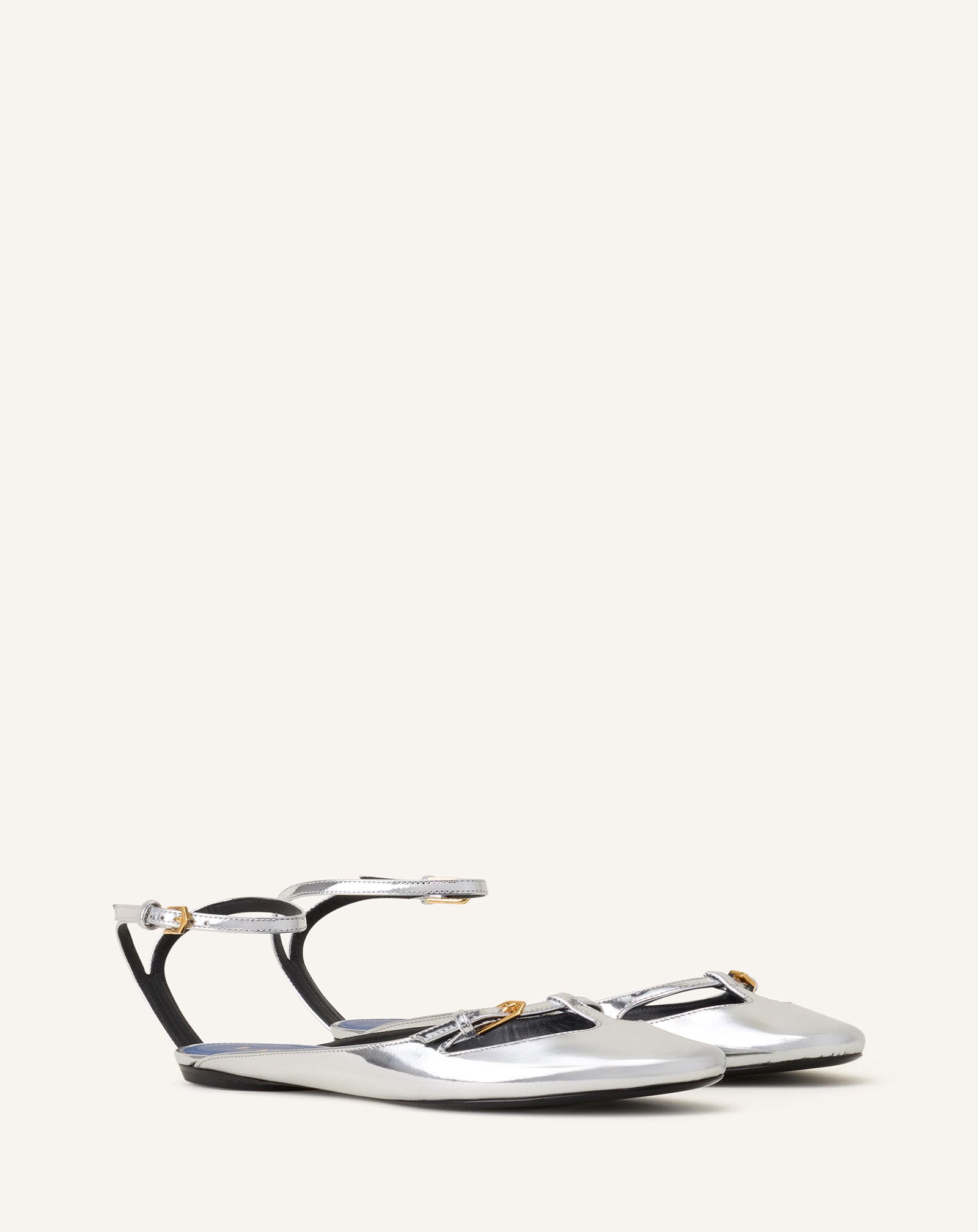 SILVER MARY-JANE BALLERINA IN LEATHER