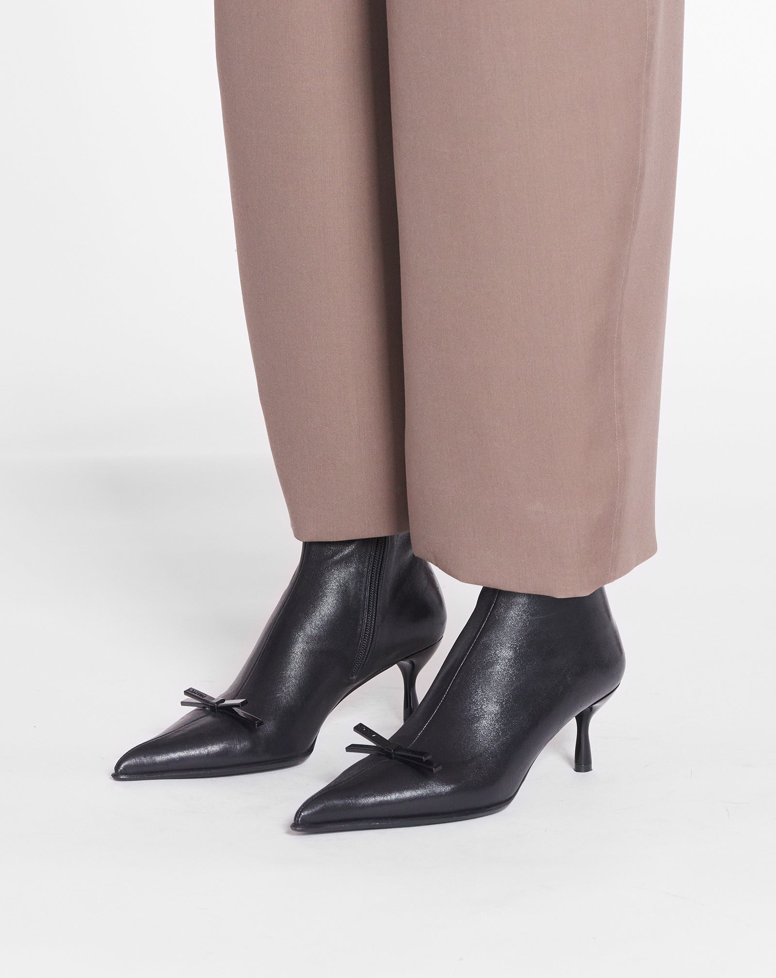 LANVIN BOW ANKLE BOOTS IN LEATHER