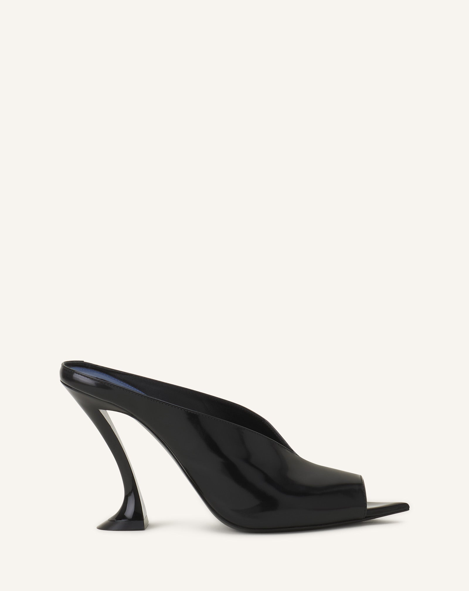 MULE MIDNIGHT STEP EN CUIR VERNI NOIR