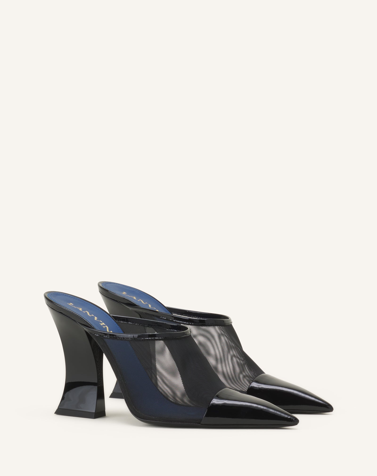 MULE NOCTURNE EN MESH ET CUIR PATENT