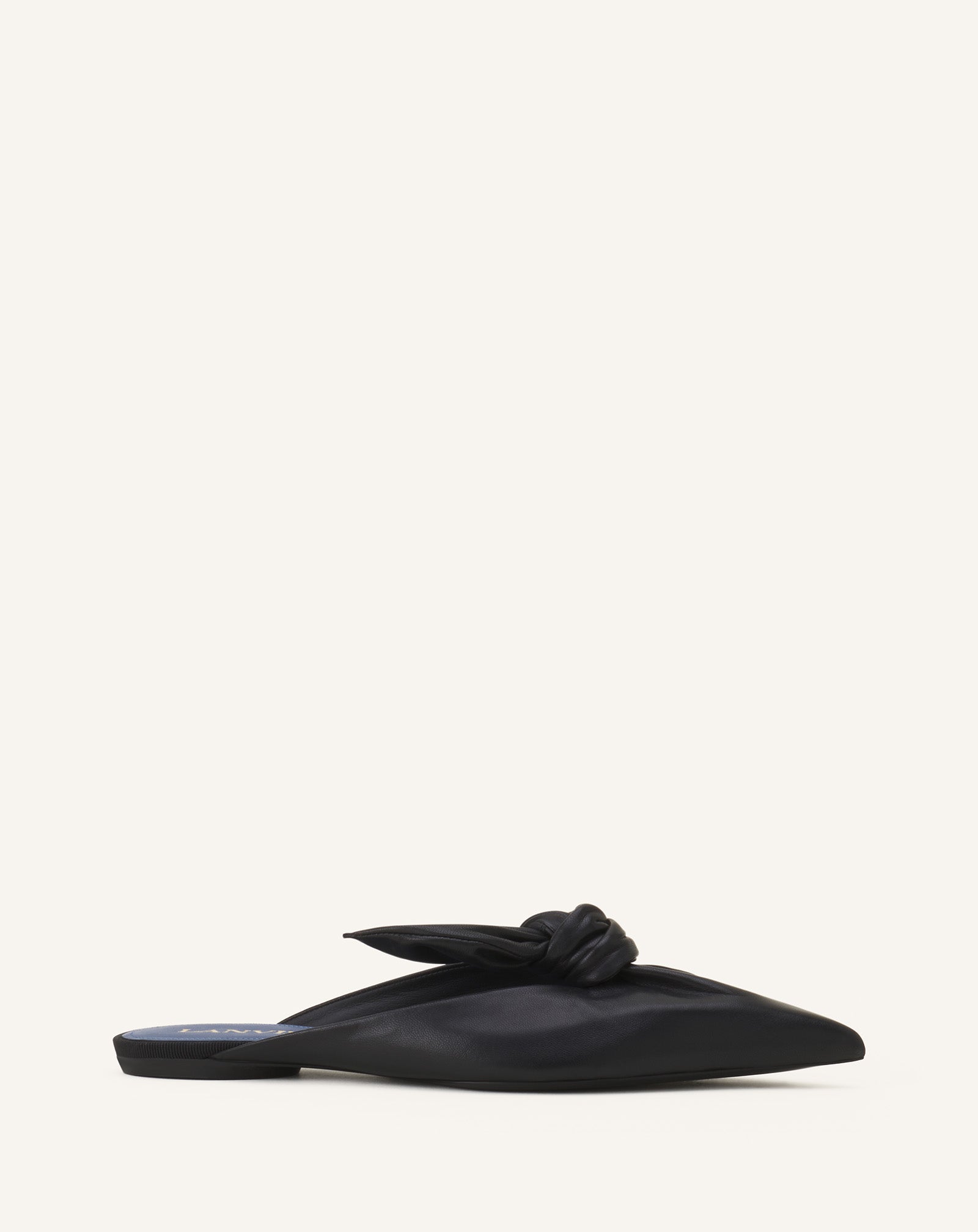 MIDNIGHT STEP LEATHER BOW MULE