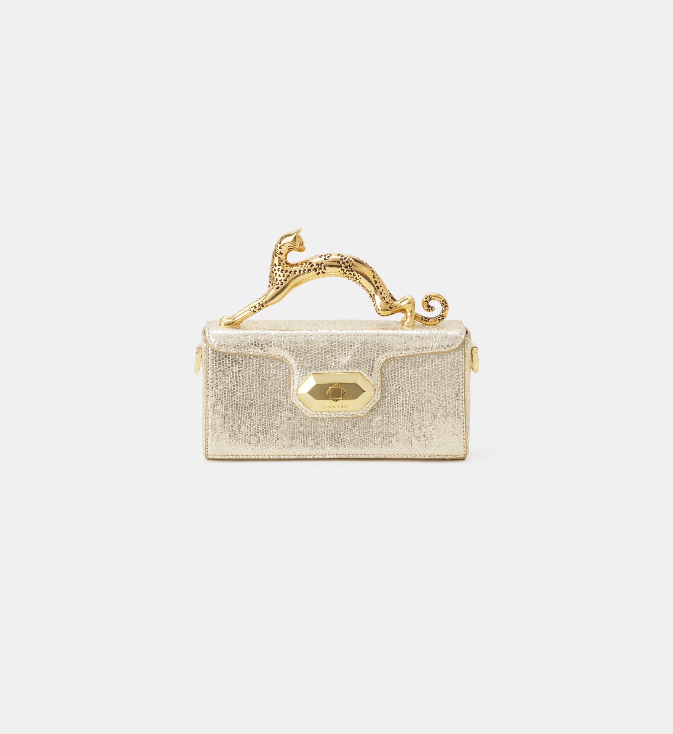 PENCIL CAT NANO BAG IN CRACKLED METALLIC LEATHER