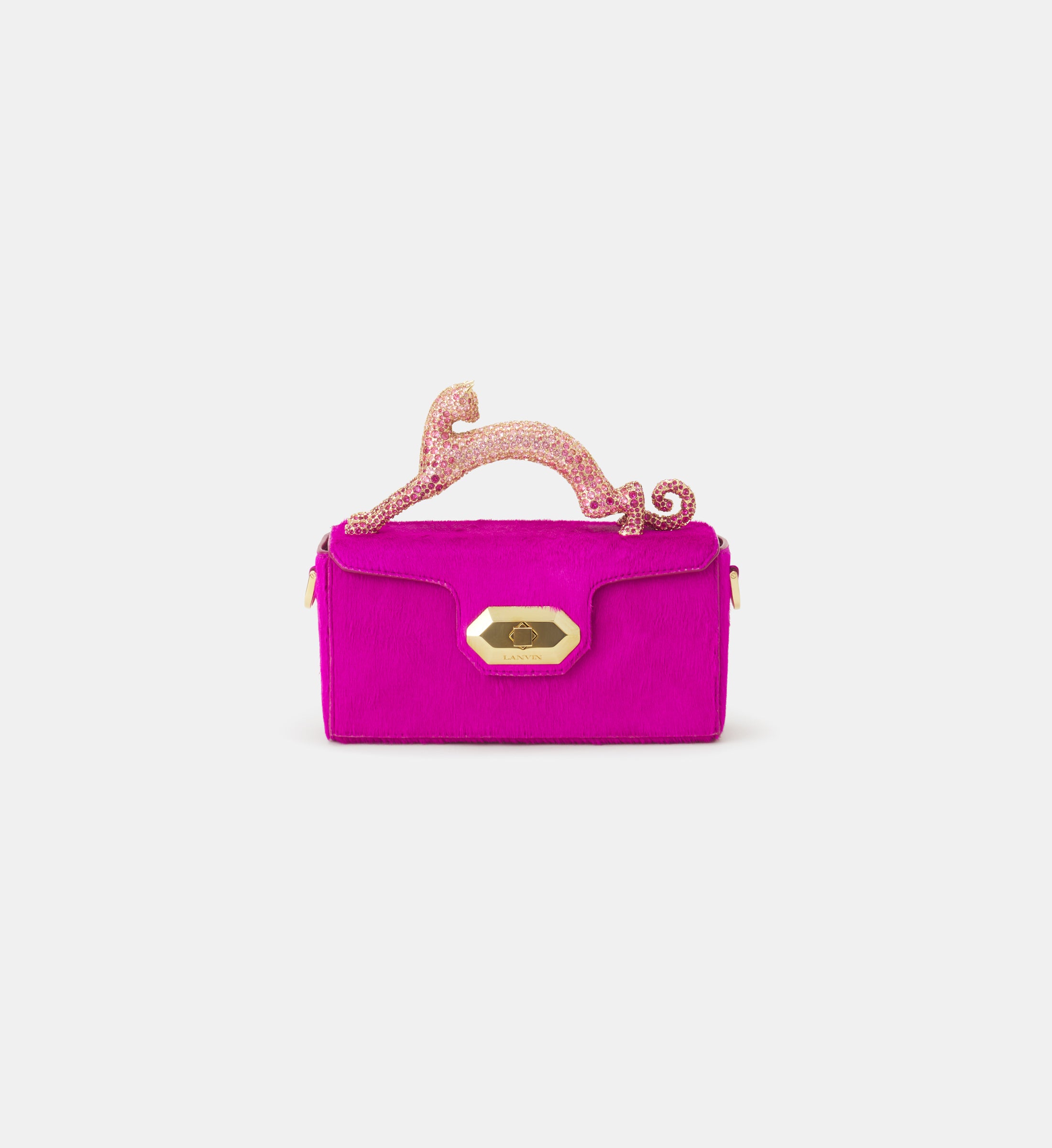 PENCIL CAT NANO BAG IN PONY AND RHINESTONES