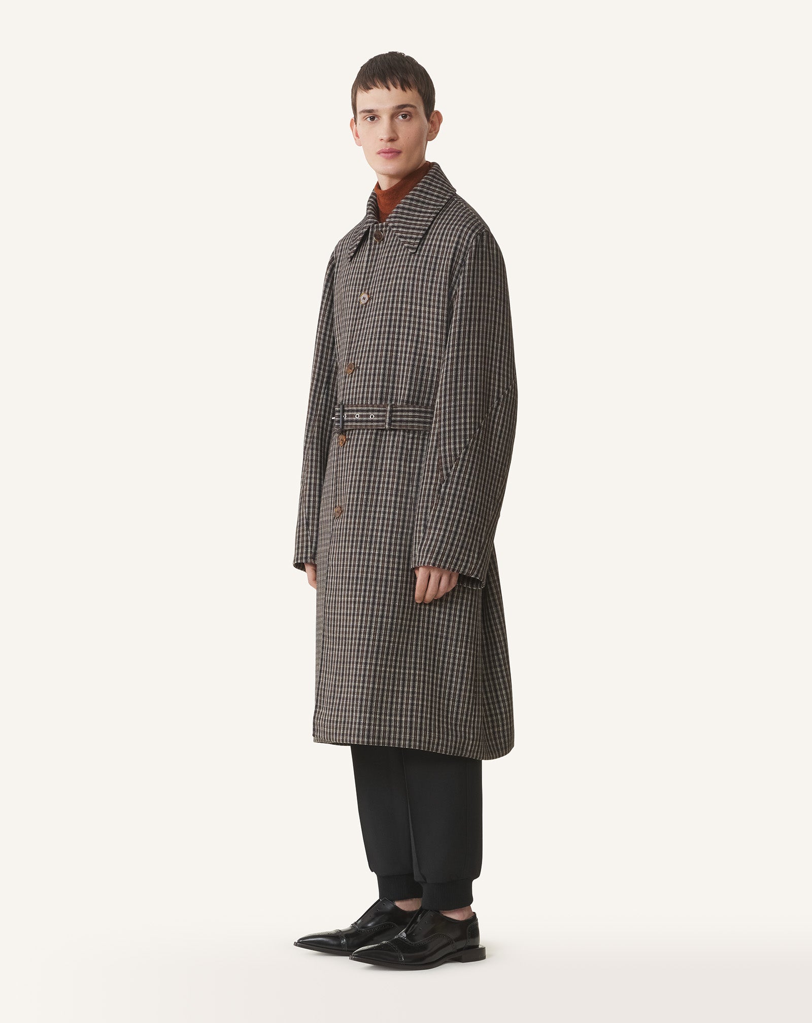 CHECKED WOOL CAR COAT