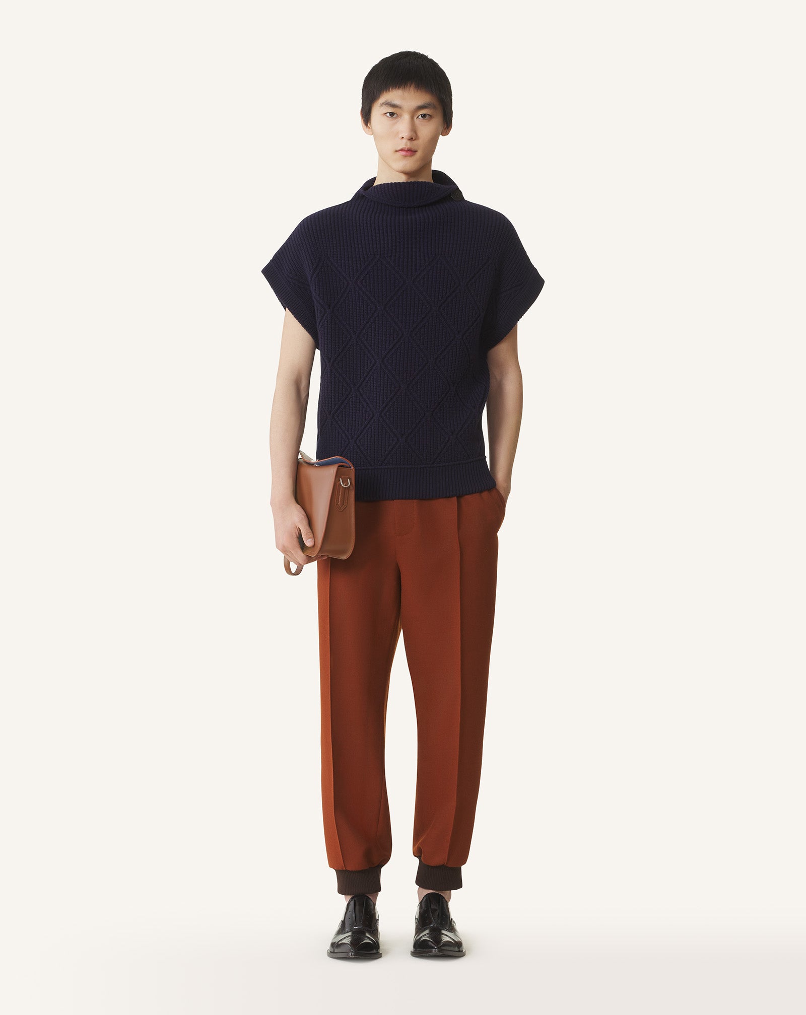 DIAMOND DETAIL SLEEVELESS WOOL SWEATER