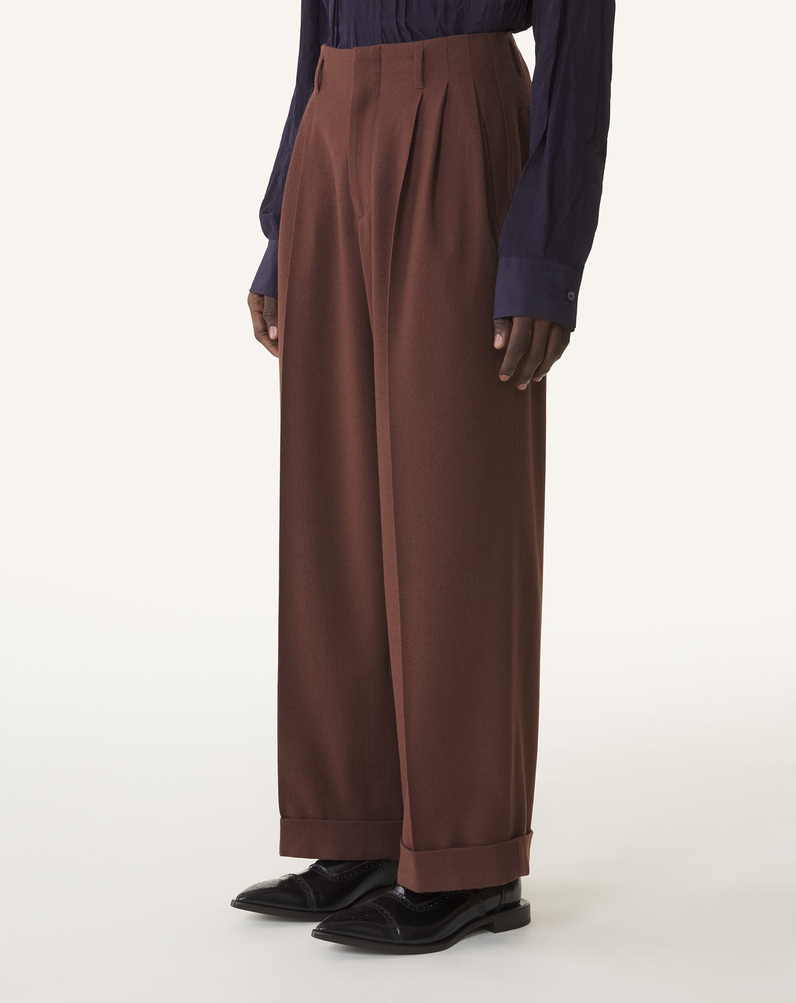 WIDE-LEG FLANNEL PANTS