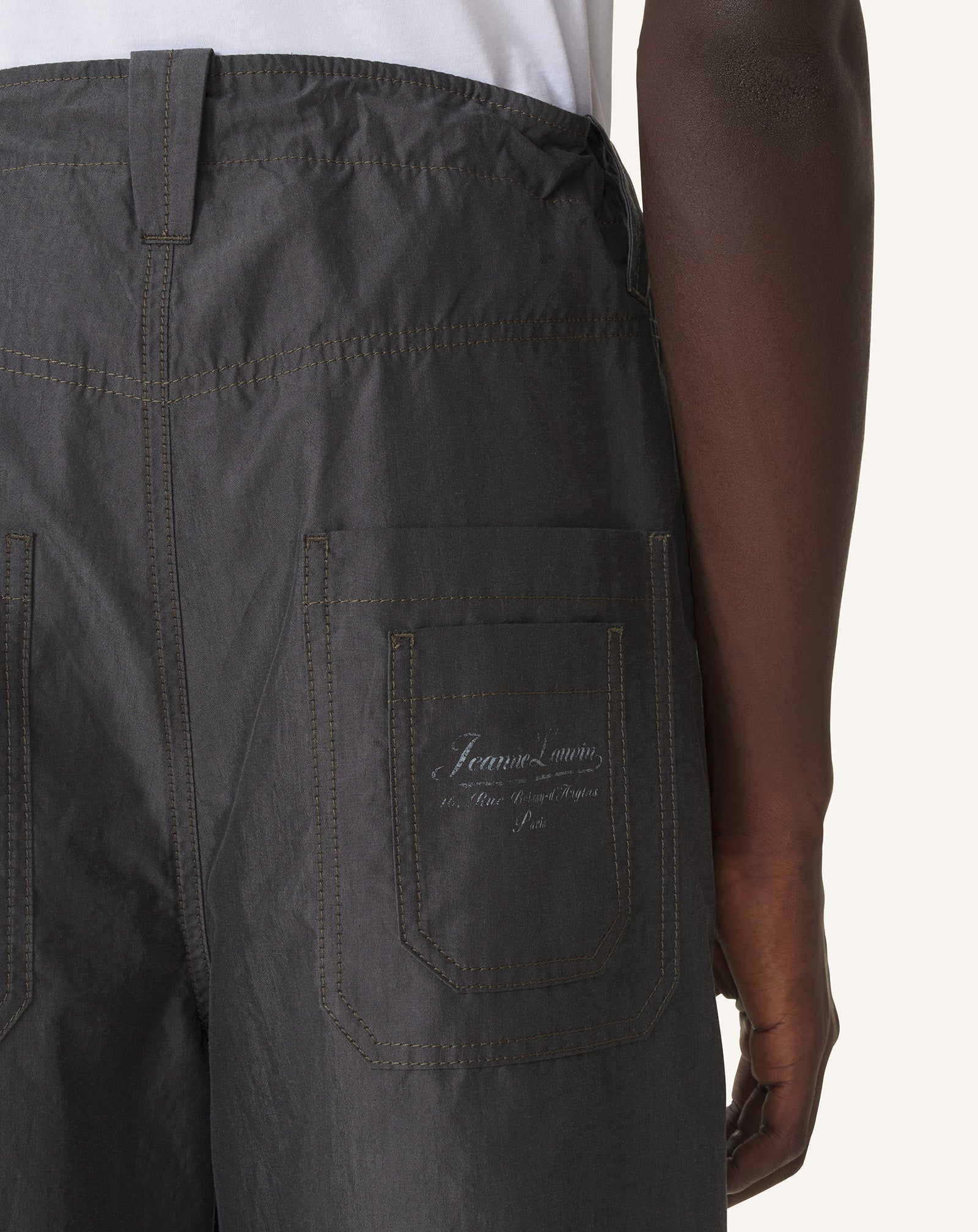 WIDE-LEG CHAMBRAY PANTS