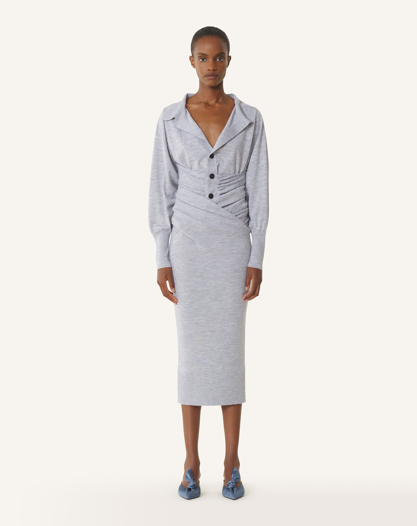 DRAPED WOOL CARDIGAN