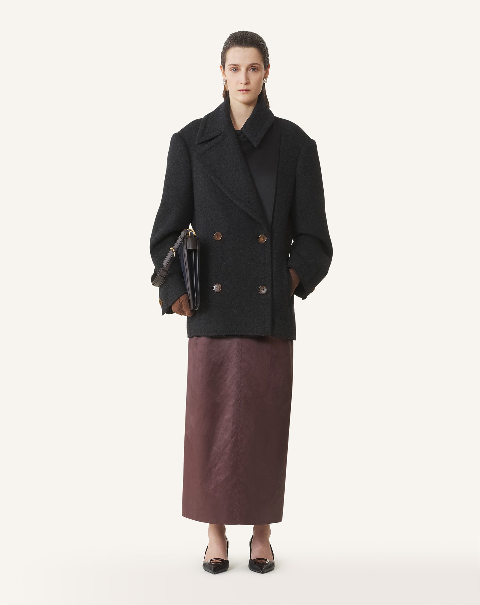 SHORT PEACOAT IN WOOL