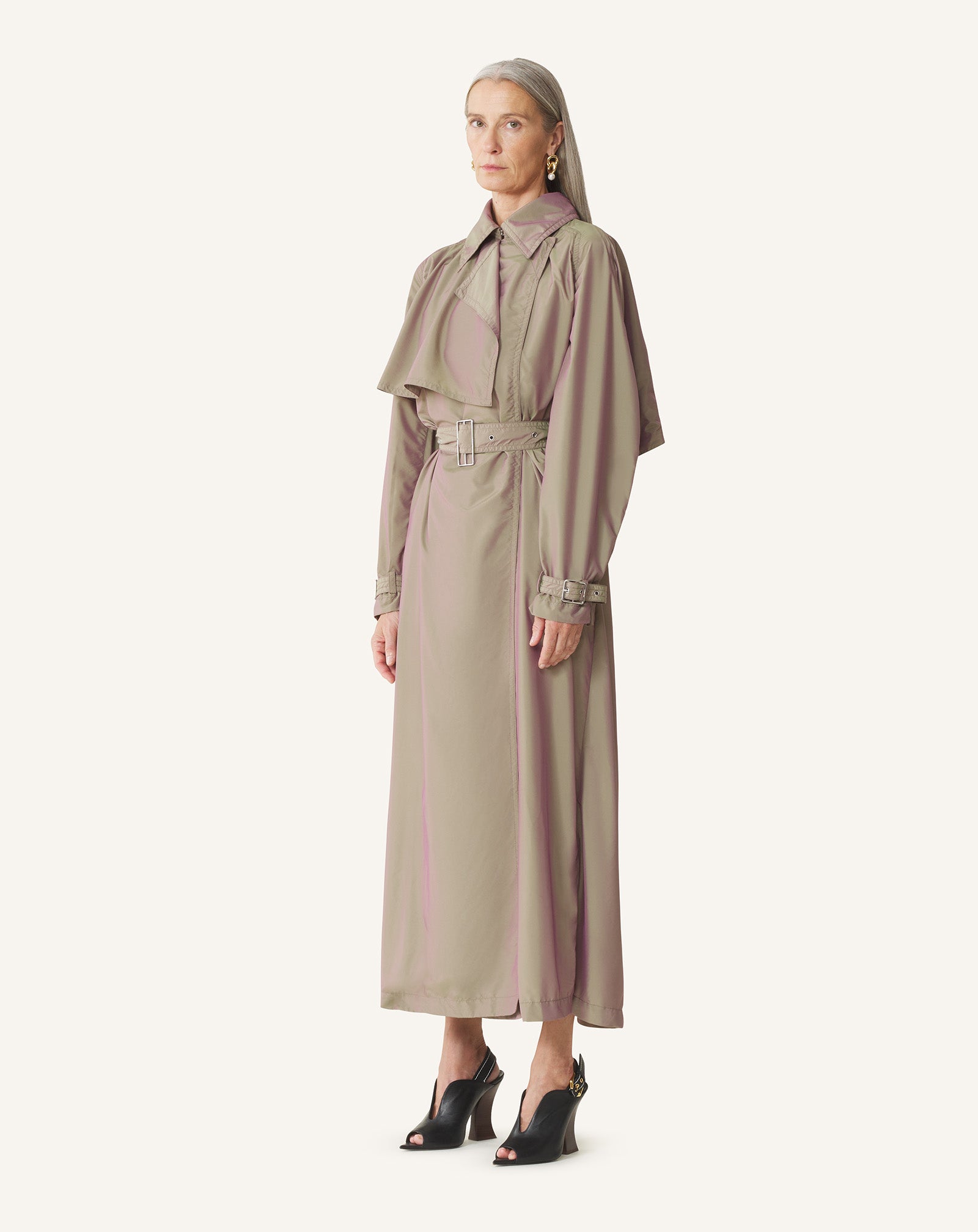 FLOWING TAFFETA TRENCH COAT