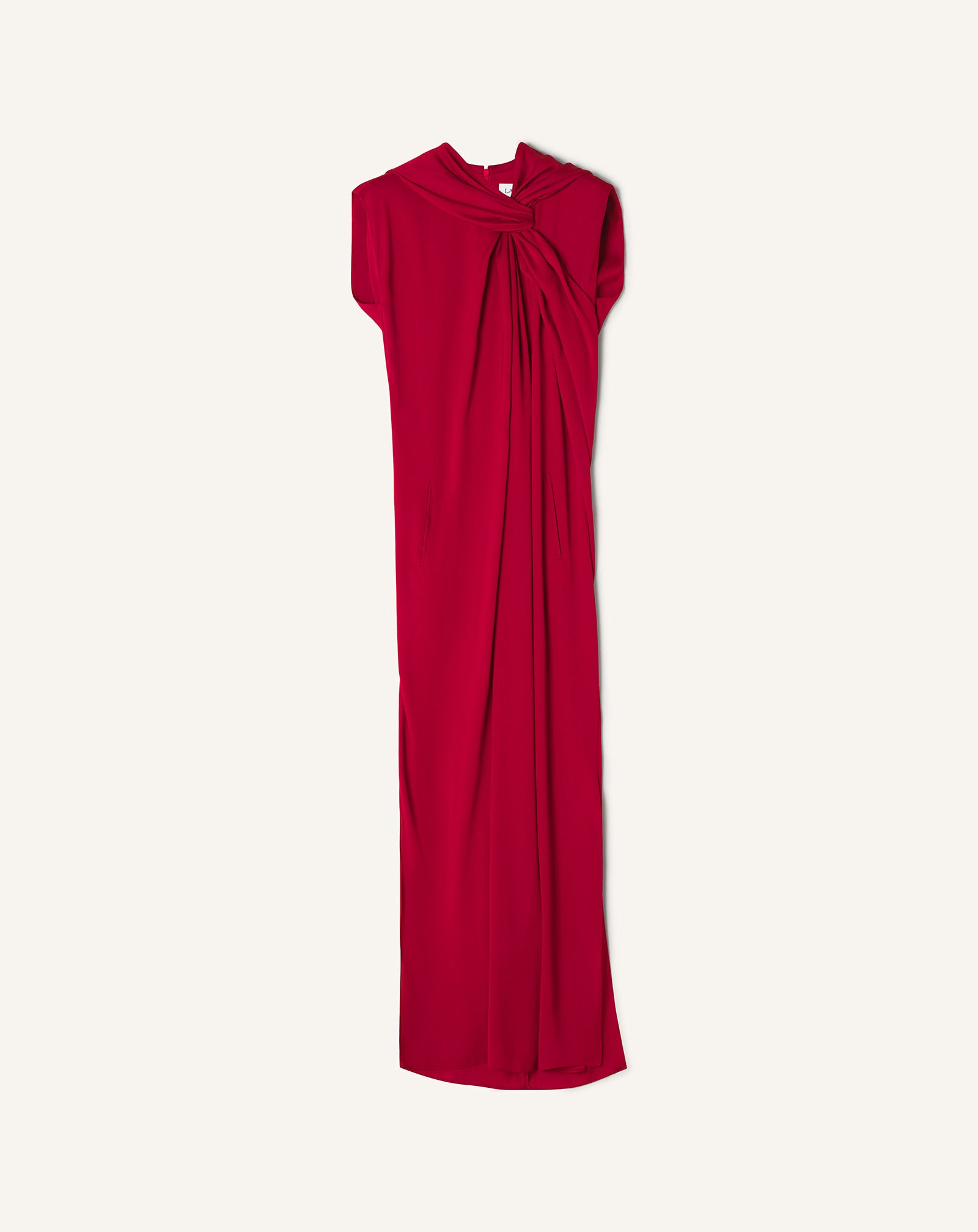 LONG KNOTTED DRESS IN SATIN