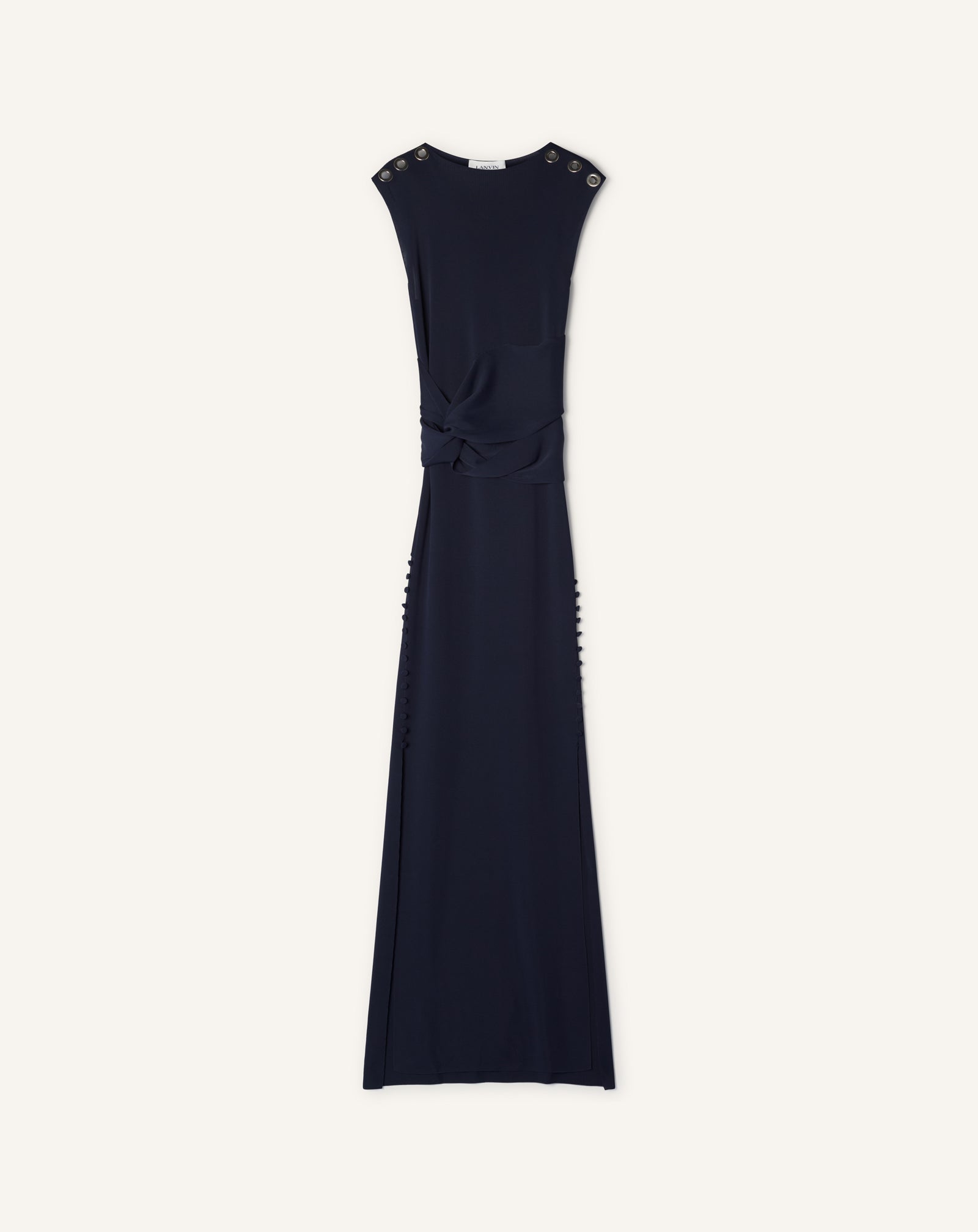 slim fit dress slacks Robe Choker Cintrée En Viscose Blue