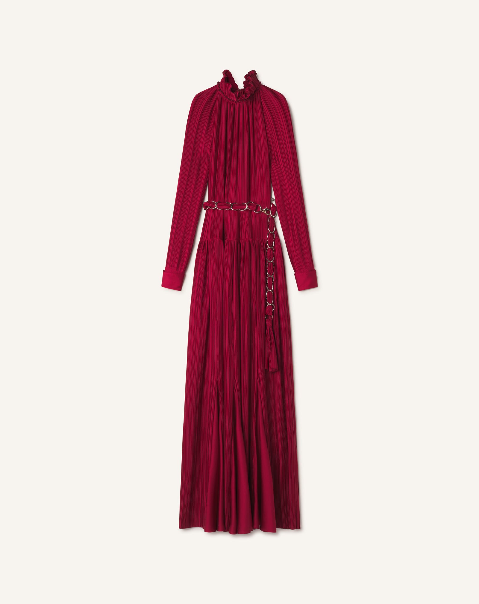 ROBE LONGUE EN CHARMEUSE PLISSÉE