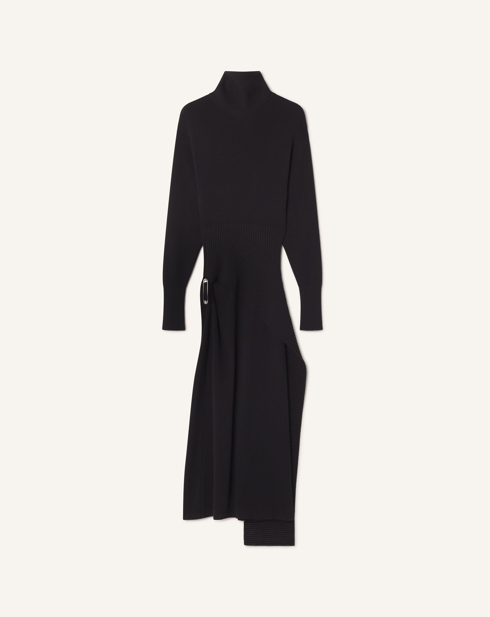 Black Wool And Cashmere Midi Dress