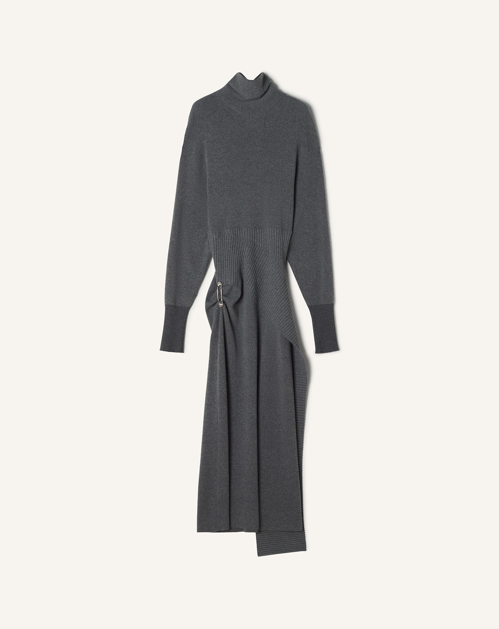 GREY WOOL AND CASHMERE MIDI DRESS