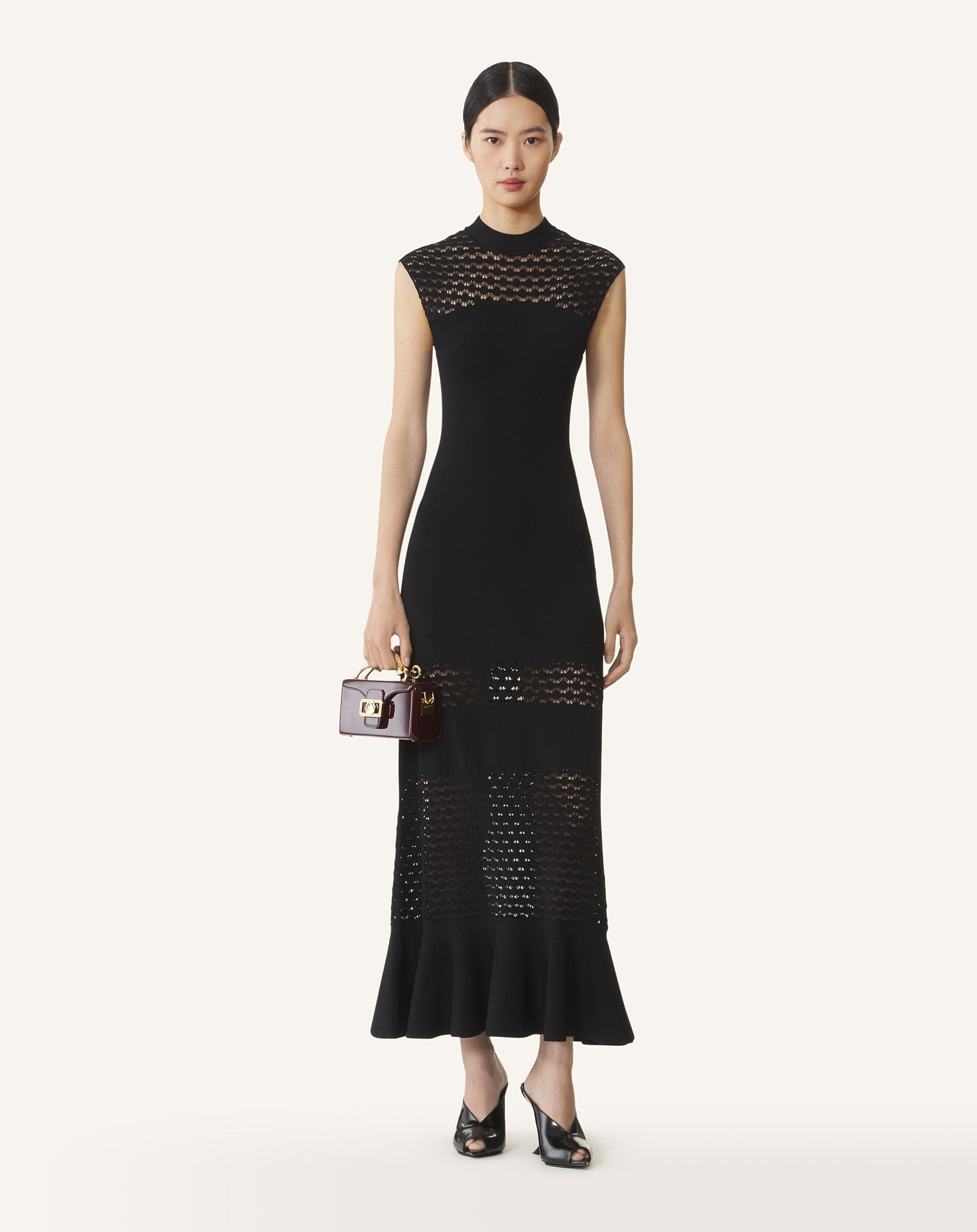 ROBE DÉTAIL DENTELLE EN VISCOSE NOIR