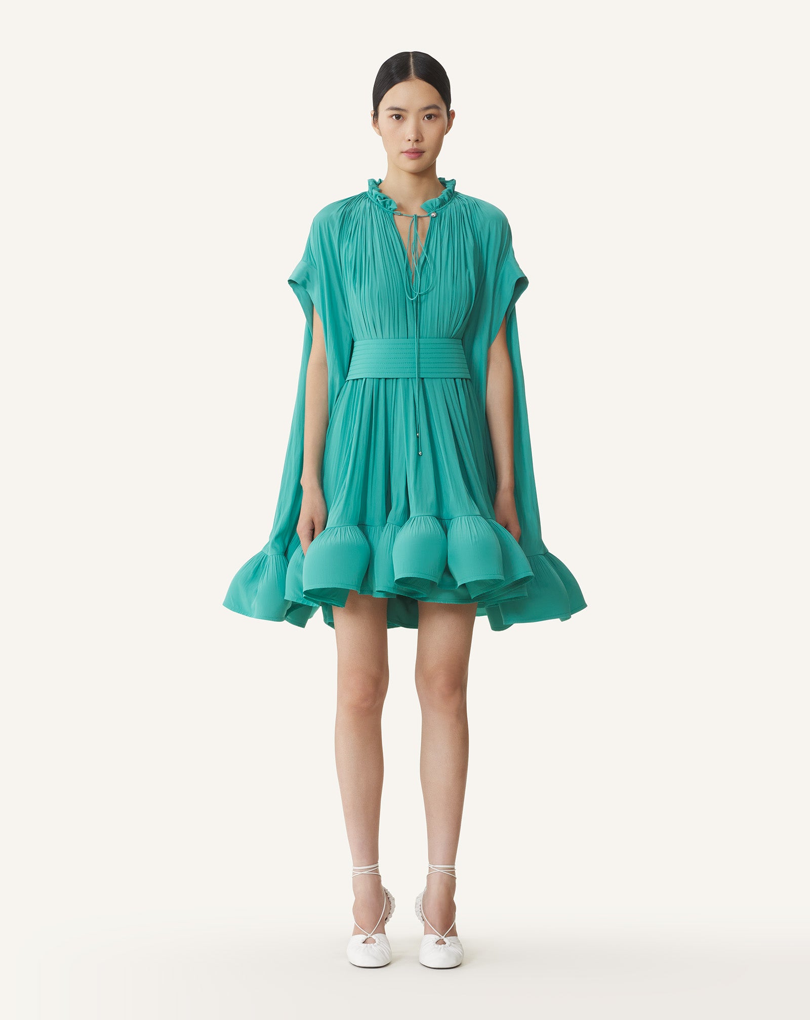 GREEN SHORT CHARMEUSE DRESS