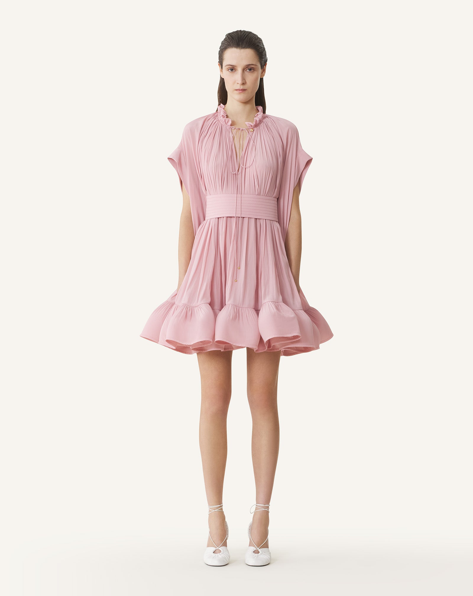 PINK SHORT CHARMEUSE DRESS