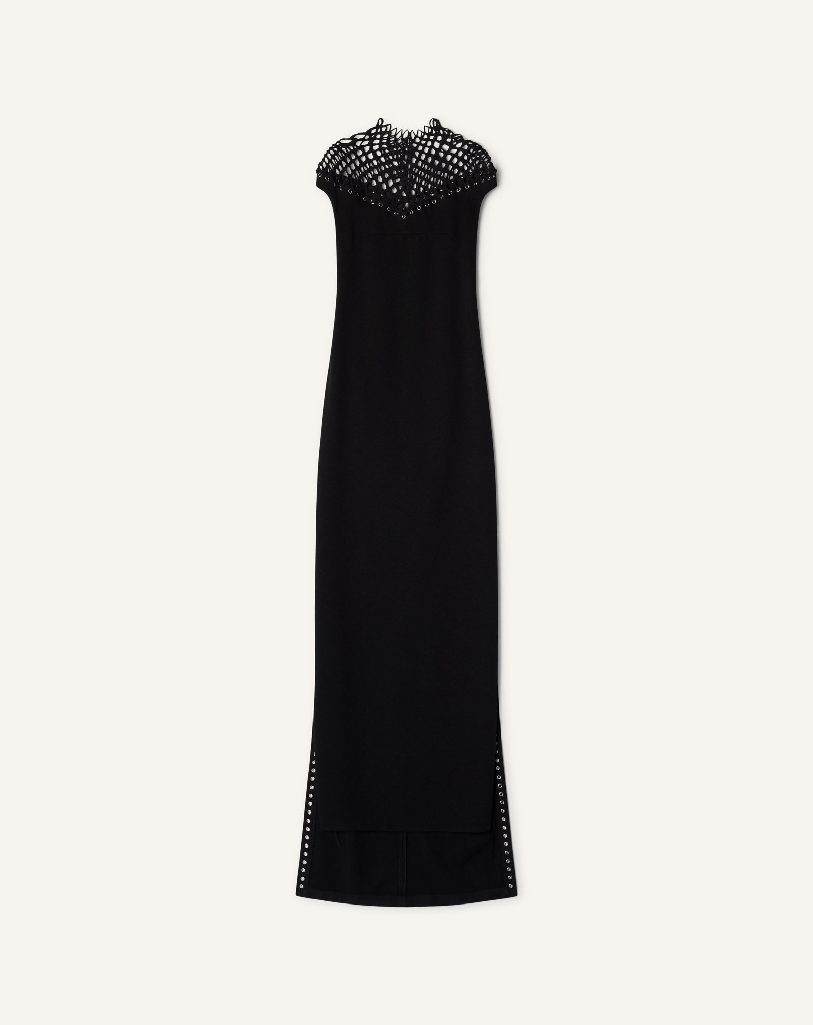 Robe Longue Détail Résille En Viscose Black