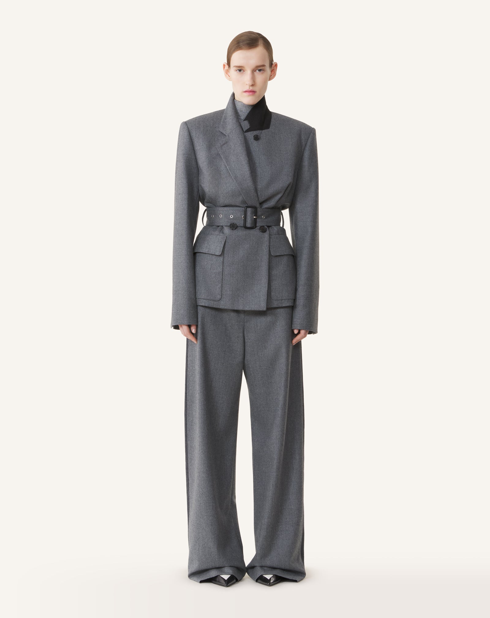 VESTE CEINTURÉE EN FLANELLE DE LAINE