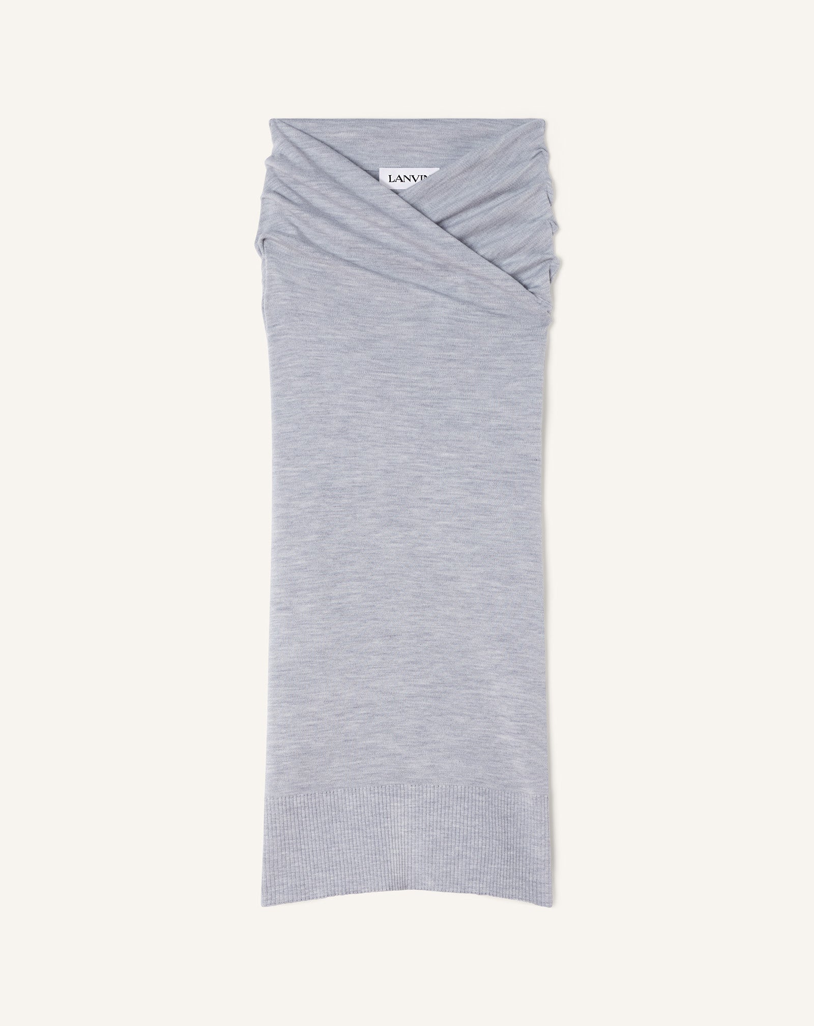 BLACK DRAPED MIDI SKIRT IN WOOL