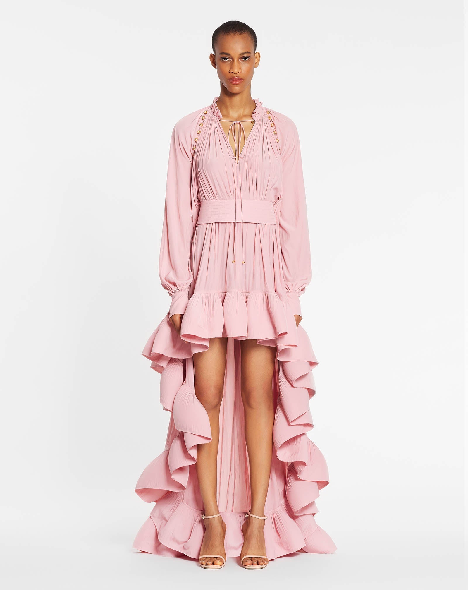 PINK ASYMMETRICAL CHARMEUSE DRESS