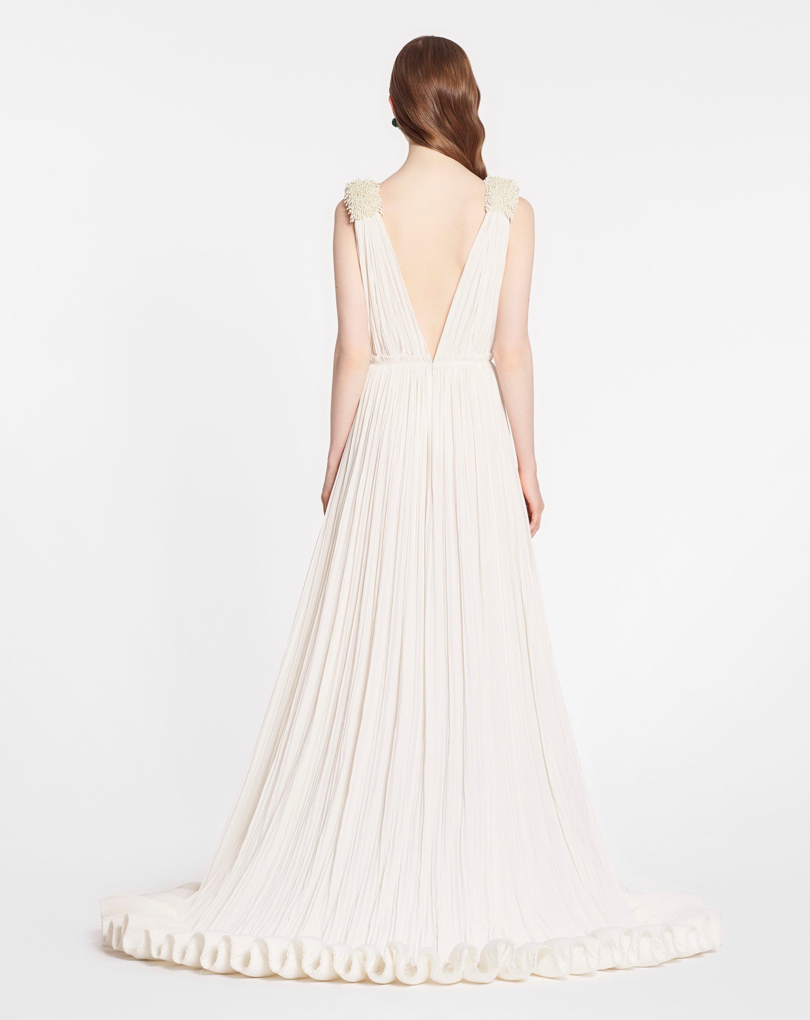 ROBE DU SOIR LONGUE EN CHARMEUSE BLANC