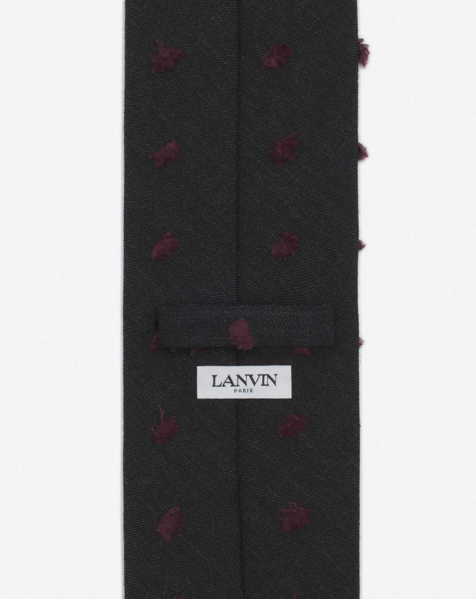 GREY LANVIN WOVEN WOOL TIE WITH MAXI POLKA DOTS