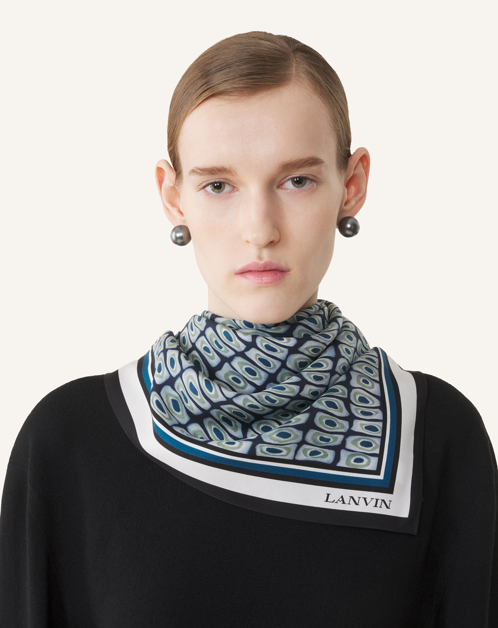 BLACK MURANO PRINT SILK SCARF