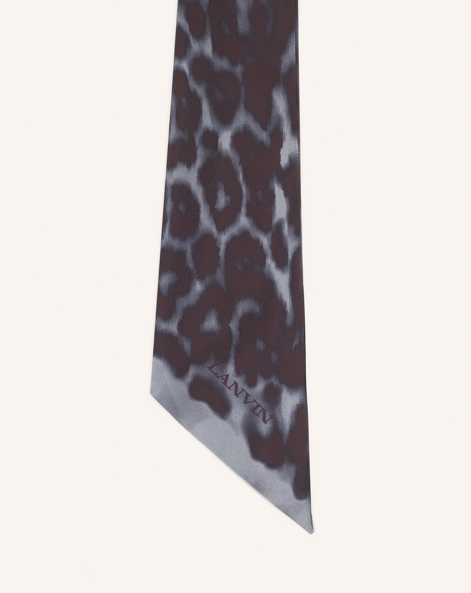 BANDEAU EN SOIE IMPRIMÉ LÉOPARD GRIS