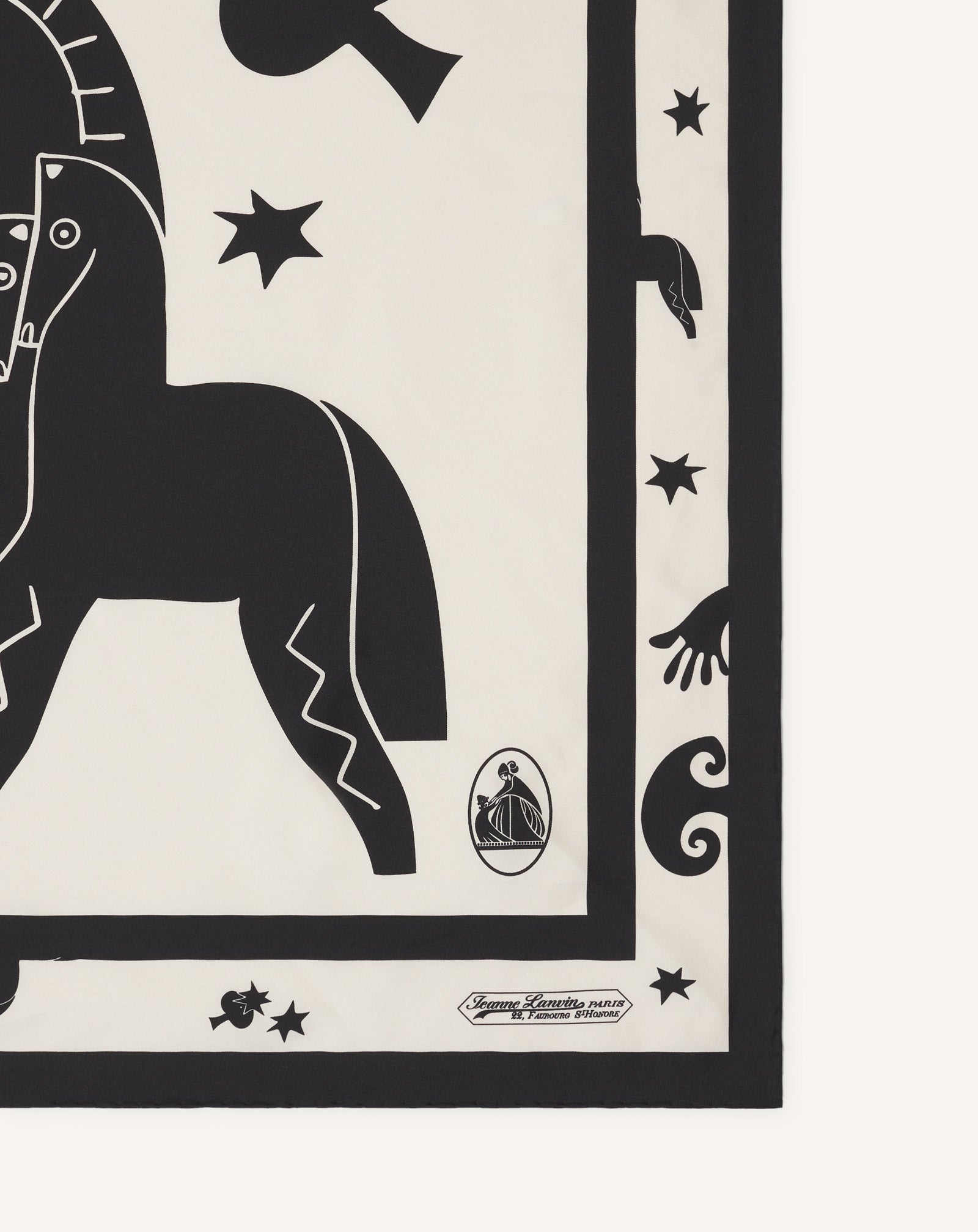 WHITE LUNAR YEAR PRINT SILK SCARF