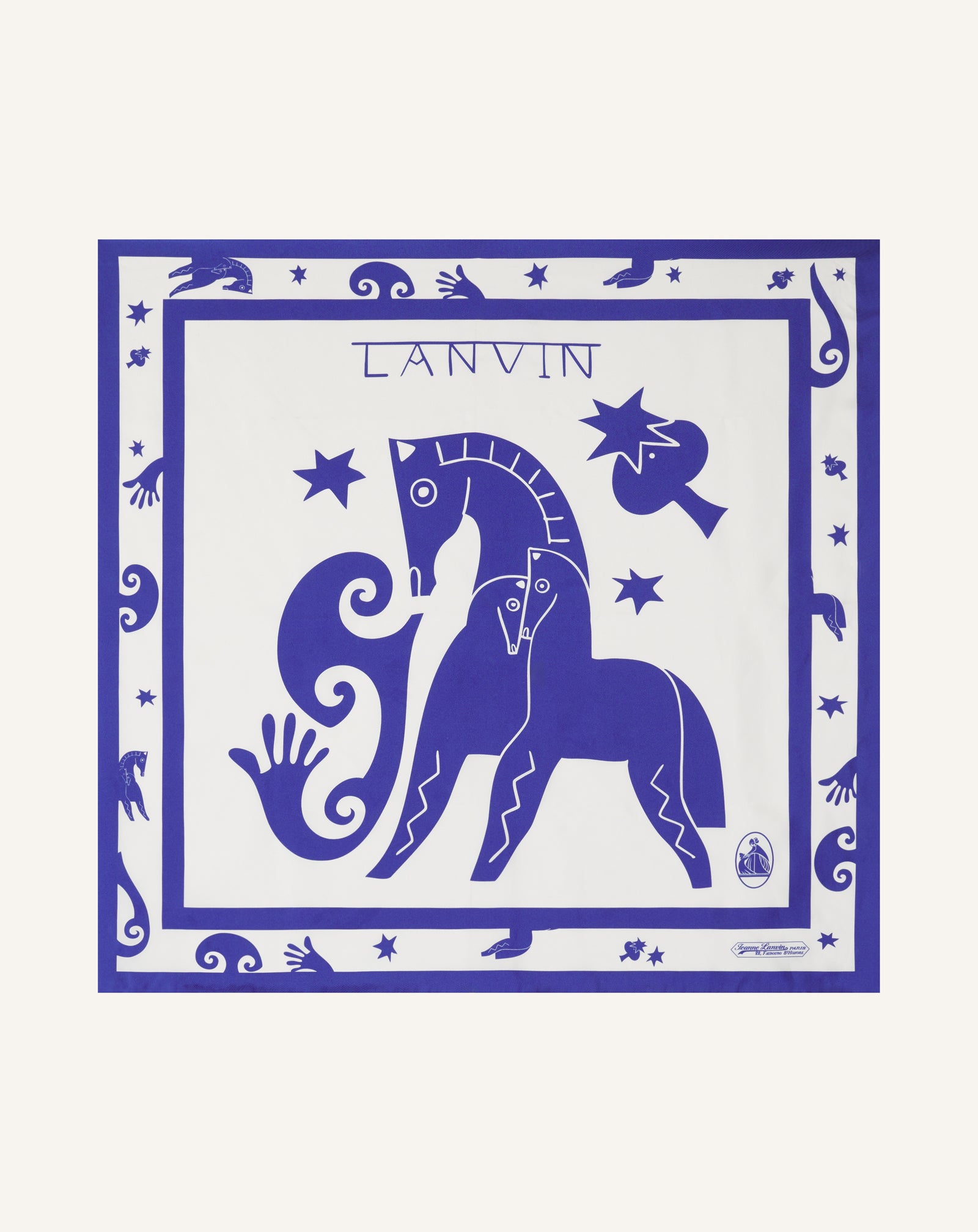 CARRÉ IMPRIMÉ LUNAR YEAR CHEVAL EN SOIE