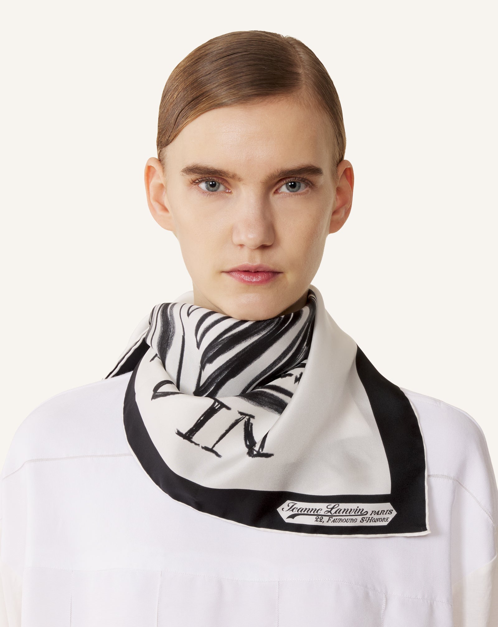 小物 MELT THE LADY large logo scarf White Mother & Child Printed Silk Scarf | Lanvin
