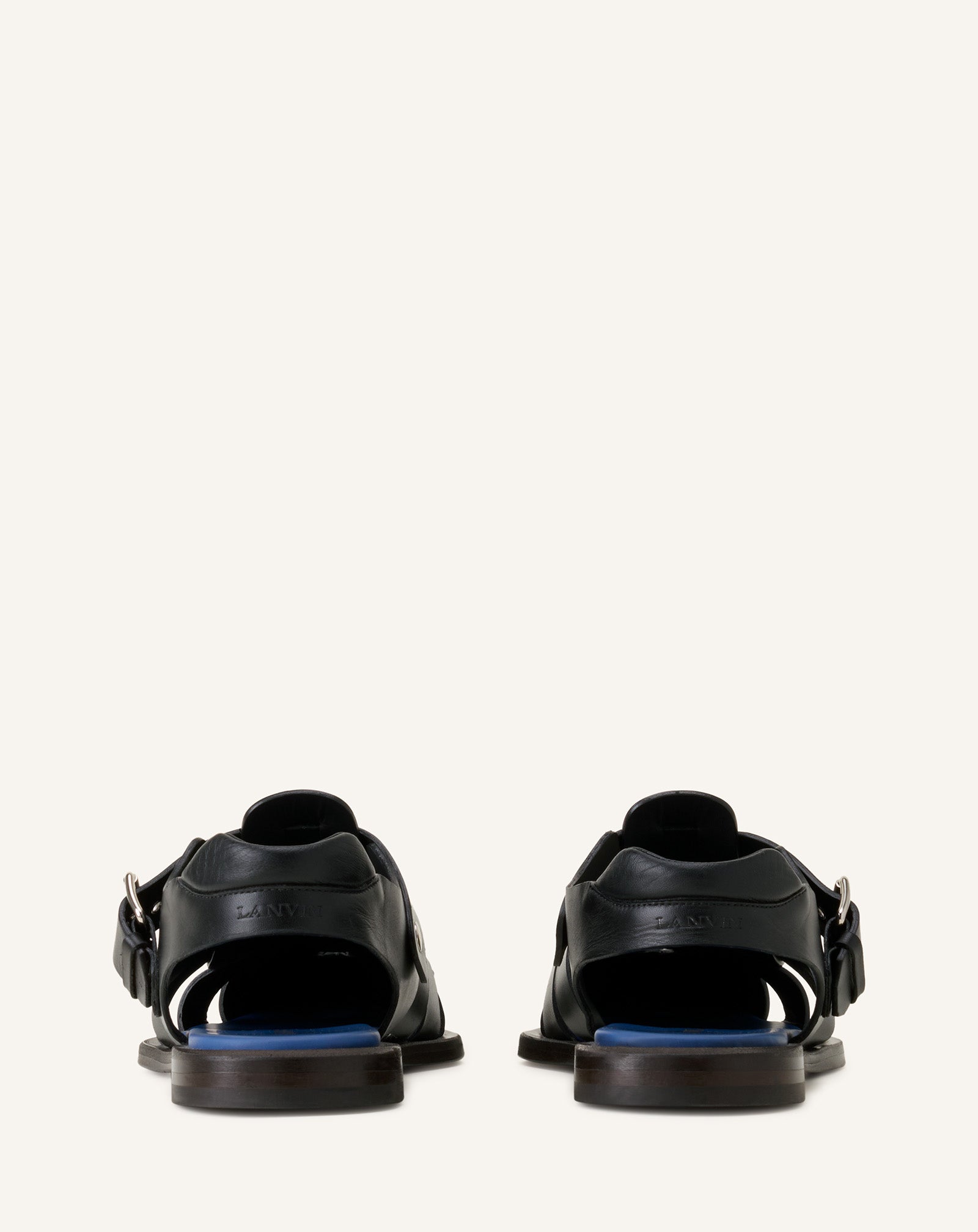 BLACK POINTED-TOE LEATHER SANDALS