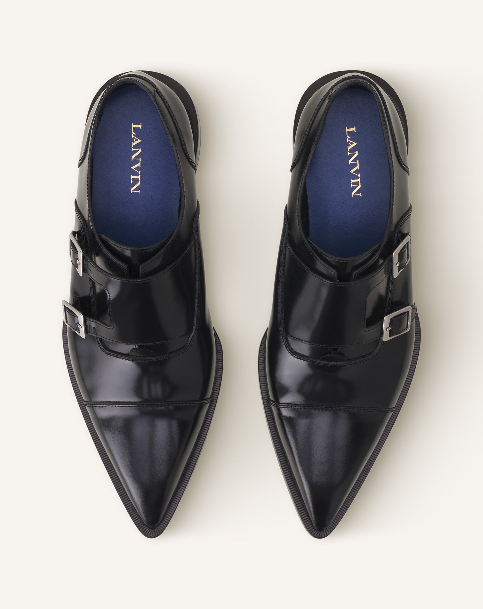 MONK EN CUIR BRILLANT NOIR