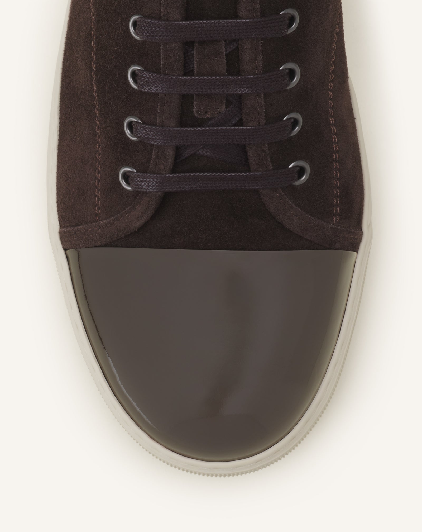 BROWN DBB1 PATENT LEATHER AND SUEDE SNEAKERS