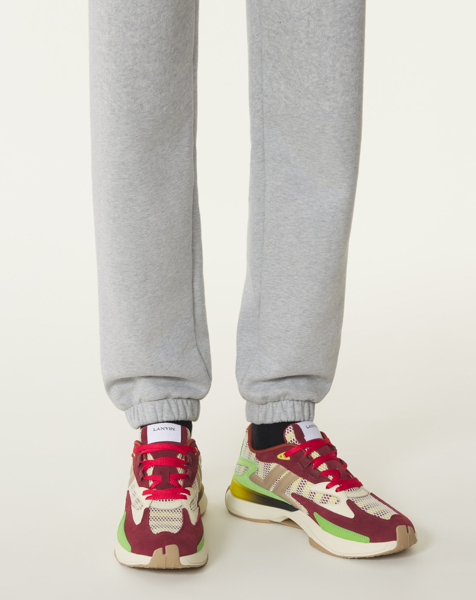 SNEAKERS JLA EN MESH ET CUIR MÉTALLISÉ ROUGE