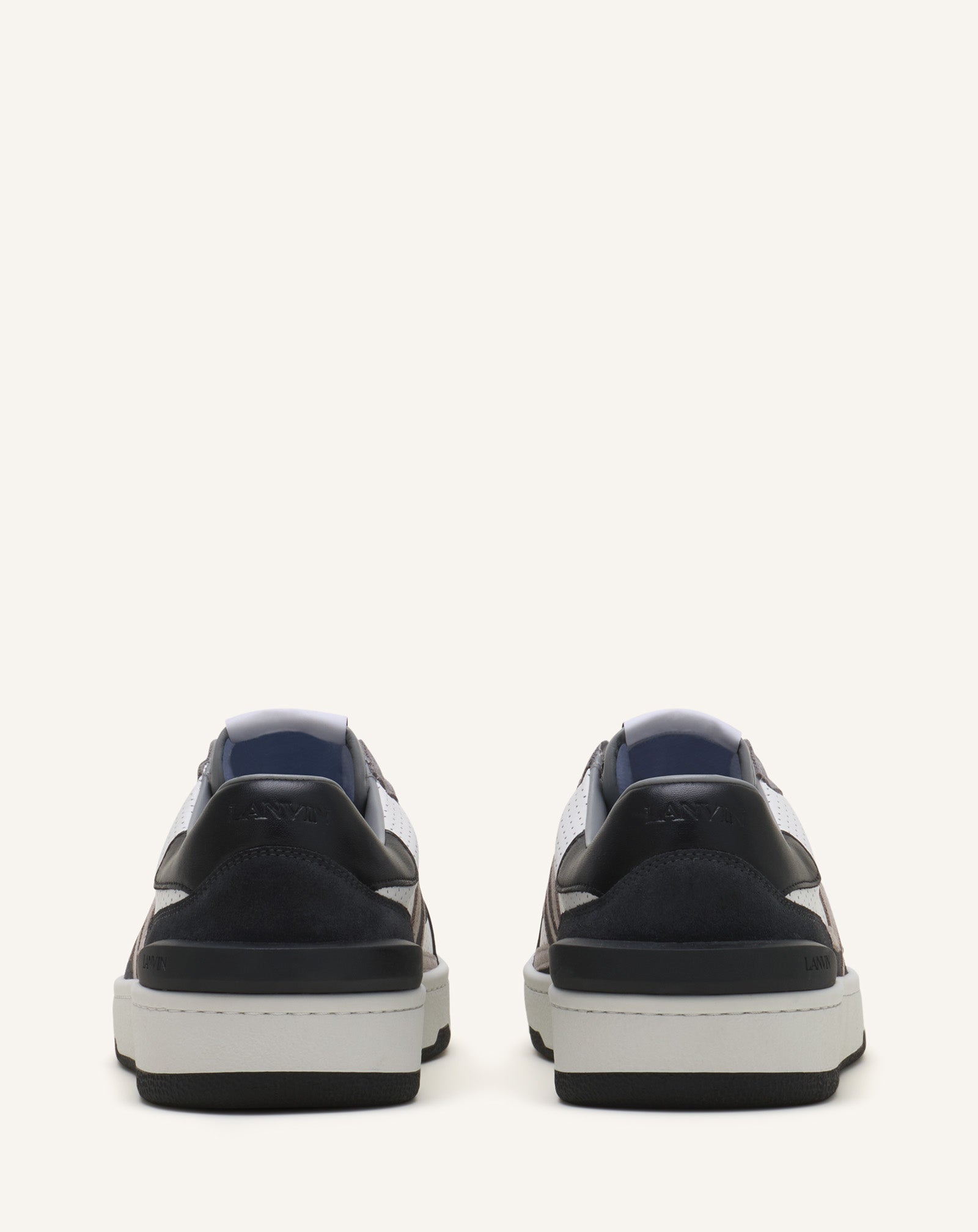BLACK CLAY SNEAKERS IN PERFORATED LEATHER AND SUEDE