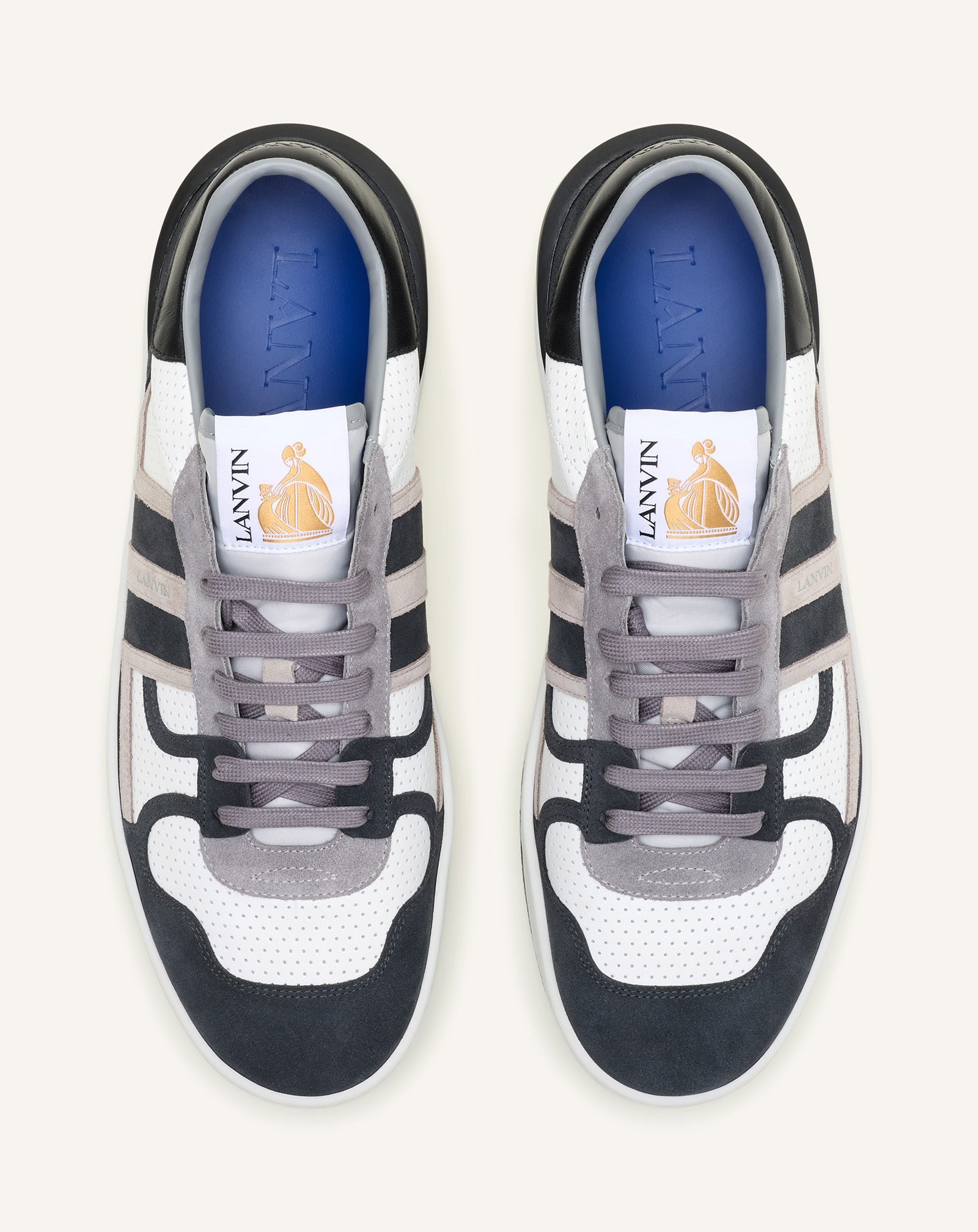 SNEAKERS CLAY EN CUIR PERFORÉ ET SUÈDE NOIR