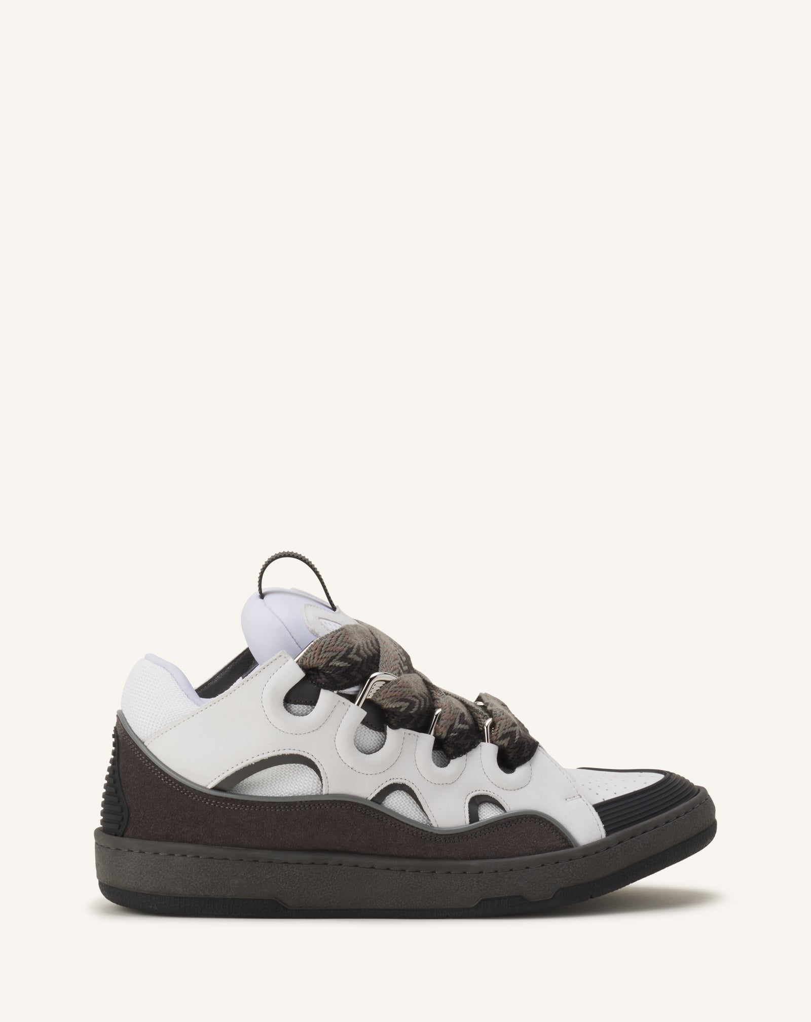 GREY CURB SNEAKERS IN LEATHER