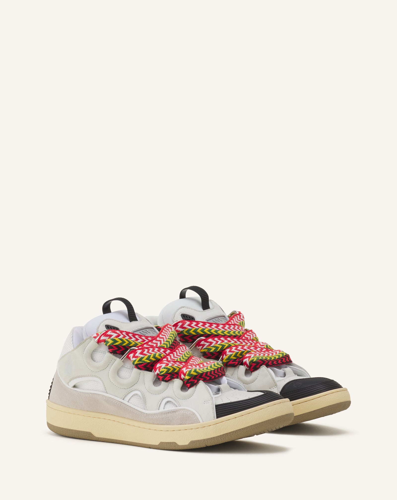 White Leather Curb Sneakers | Lanvin