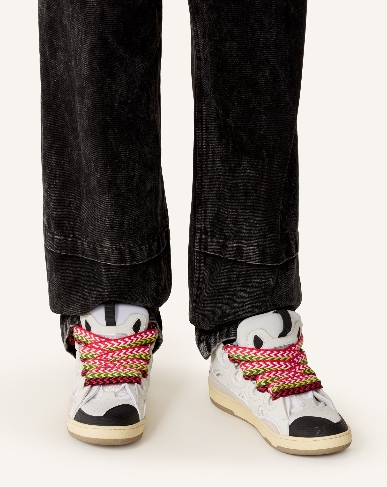White Leather Curb Sneakers | Lanvin