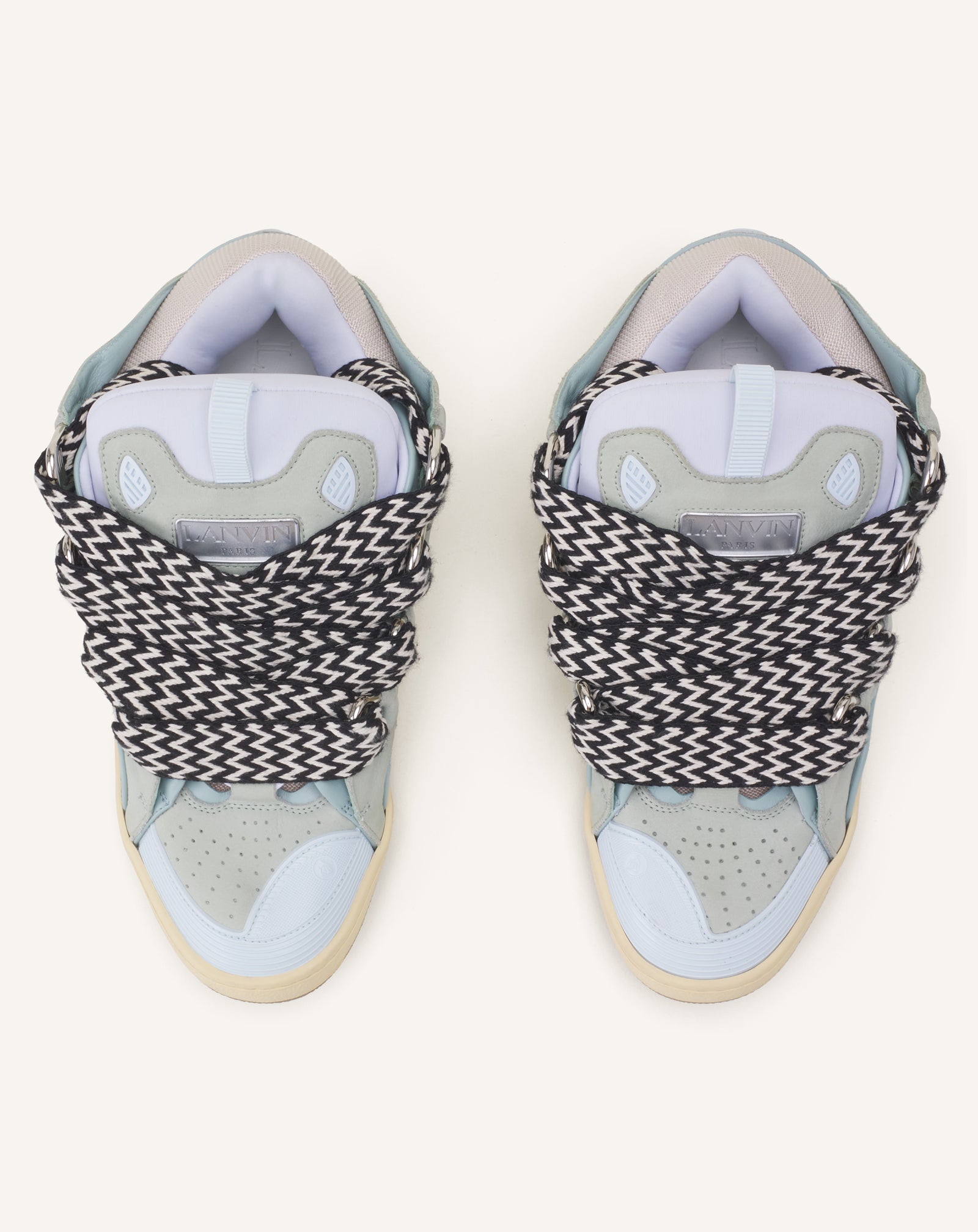 Blue Leather Curb Sneakers | Lanvin