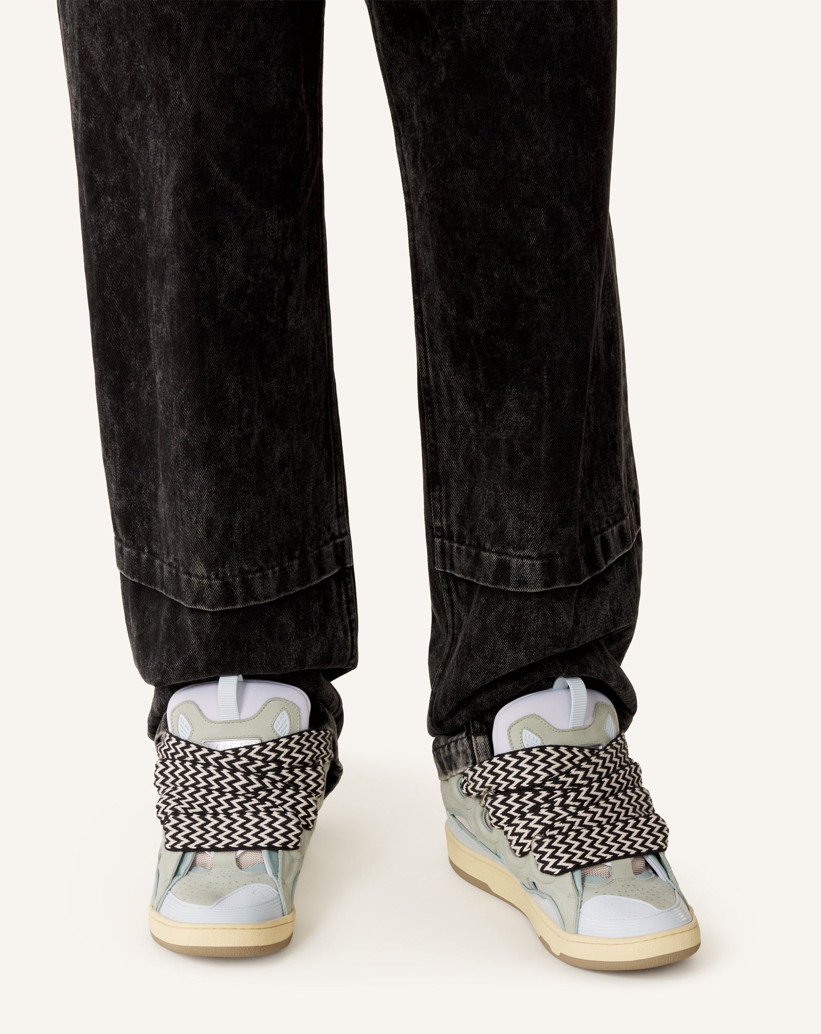 Blue Leather Curb Sneakers | Lanvin