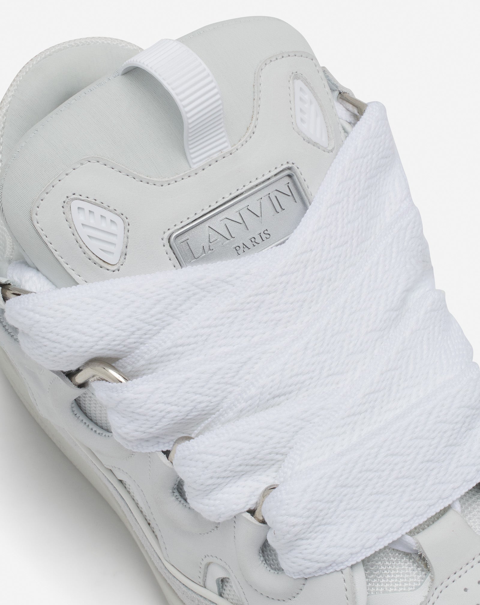 White Leather Curb Sneakers | Lanvin