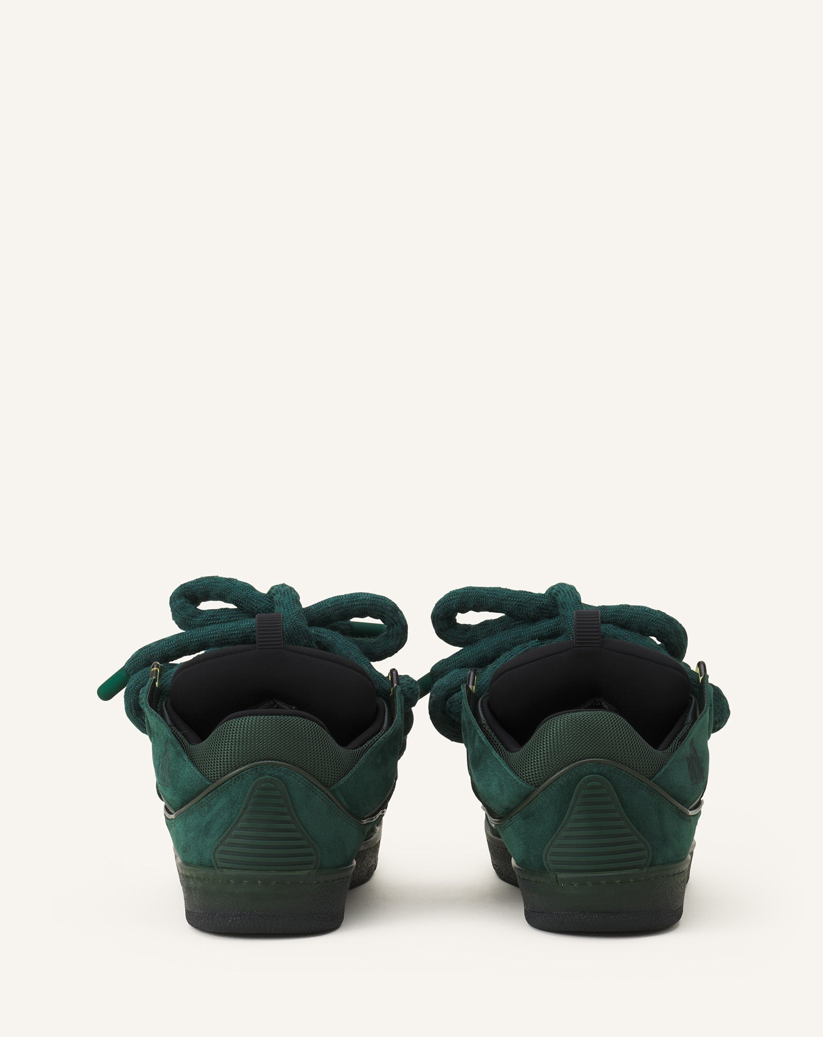 GREEN CURB SNEAKERS IN LEATHER WITH SNAKE LACES