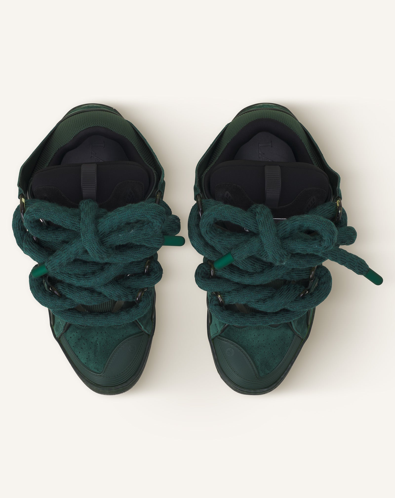 GREEN CURB SNEAKERS IN LEATHER WITH SNAKE LACES